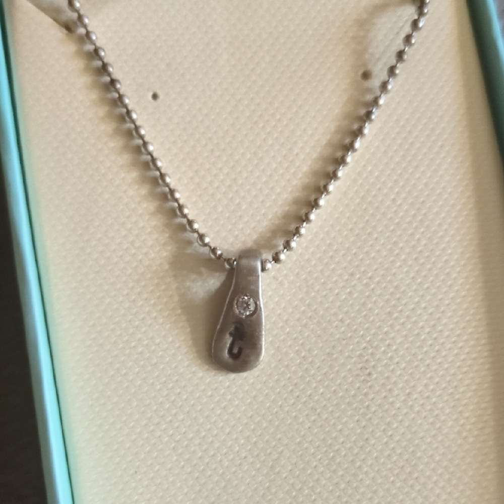 Sterling Silver Lisa Leonard T Pendant Necklace